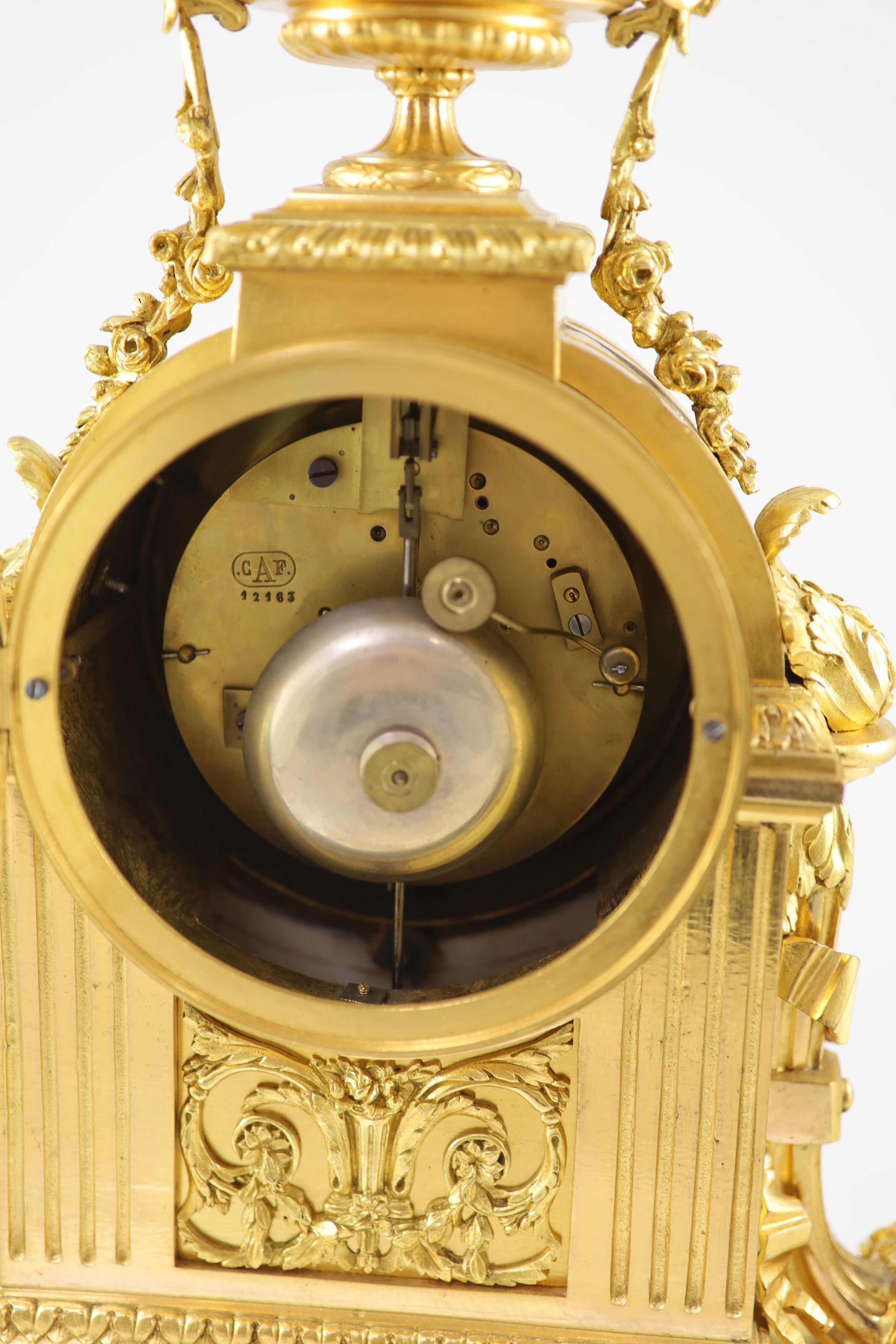 A 19th century French ormolu and Sevres style porcelain mantel clock H 46cm. W 35cm. D 16cm.